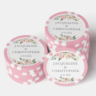 Elegant Blush Pink Floral Wedding Personalized Poker Chips