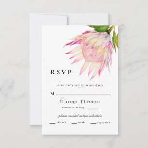 Elegant Blush Pink Floral Wedding RSVP Card