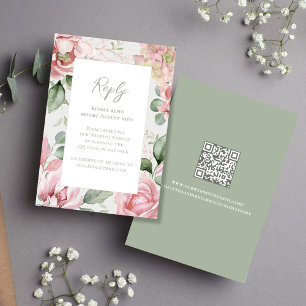 Elegant Blush Pink Floral Wedding RSVP Card
