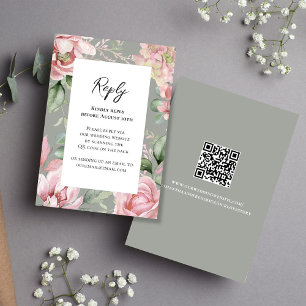 Elegant Blush Pink Floral Wedding  RSVP Card