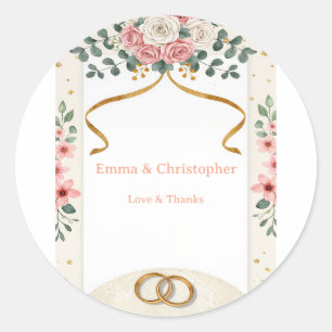Elegant Blush Pink Floral Wedding Sticker