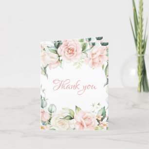 Elegant Blush Pink Floral Wedding Thank You Card