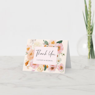 Elegant blush Pink Floral Wedding Thank You Card