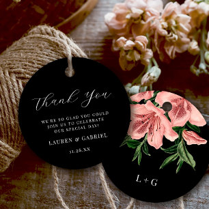 Elegant Blush Pink Floral Wedding Thank You Favour Tags