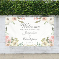 Elegant Blush Pink Floral Welcome to our Wedding