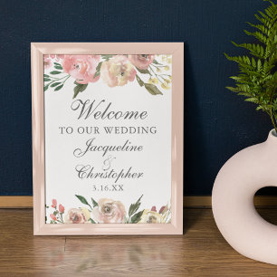 Elegant Blush Pink Floral Welcome to our Wedding Poster
