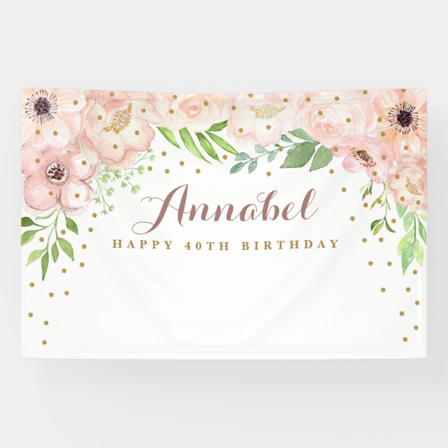 Elegant Blush Pink Flowers Backdrop Banner (Horizontal)