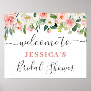 Elegant Blush Pink Flowers Boho Bridal Shower Poster