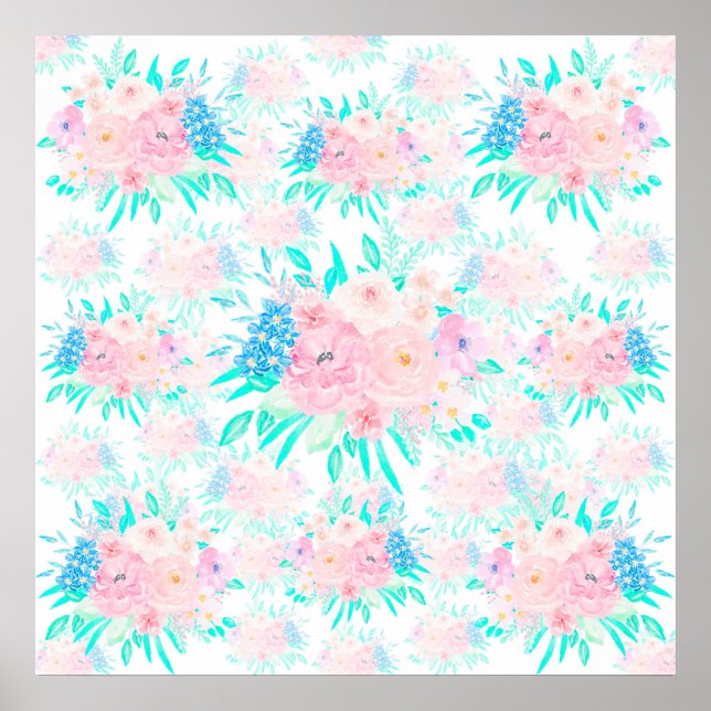 Elegant Blush Pink Flowers Floral  Poster (Front)