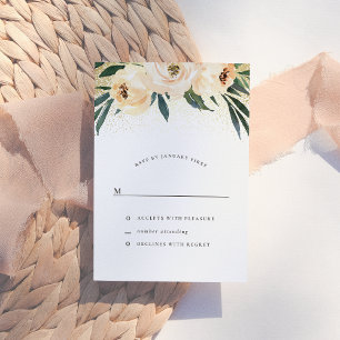 Elegant Blush Pink Flowers & Gold Confetti RSVP