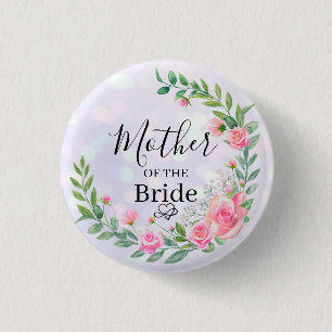 Elegant Blush Pink Flowers Thank You Wedding 3 Cm Round Badge