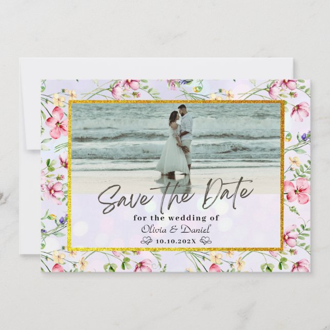 Elegant Blush Pink Flowers Watercolor Wedding  Invitation (Front)