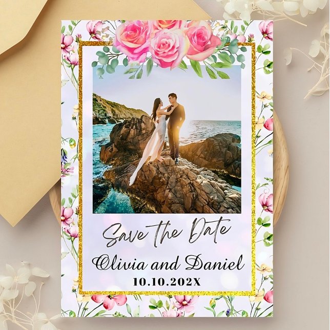 Elegant Blush Pink Flowers Watercolor Wedding Invitation (Creator Uploaded)