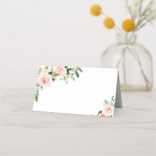 Elegant Blush Pink Flowers Wedding Place Card