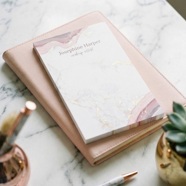 Elegant Blush Pink Geode Marble Agate Gold Glitter Post-it Notes (Elegant Blush Pink Geode Marble Agate Gold Glitter Post-it Notes)