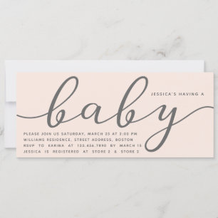 Elegant Blush Pink Girl Baby Shower Invitation