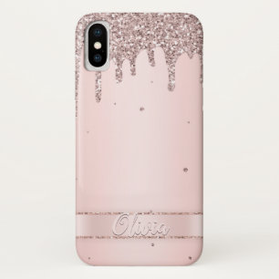 Elegant blush pink girly glitter liquid iPhone x case