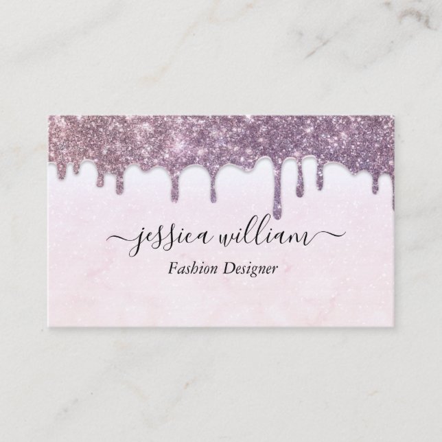 Elegant Blush Pink Glitter Agate Modern Chic   Business Card (Front)