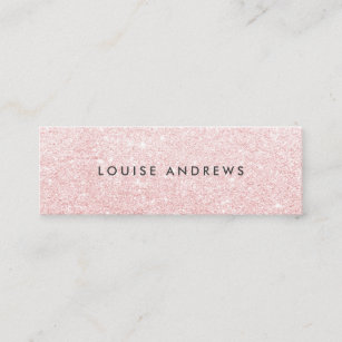 Elegant blush pink glitter simple white beauty mini business card