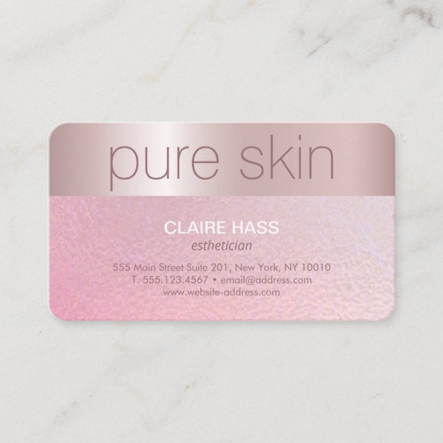 Elegant Blush Pink Gold Aesthetician Spa  Business Business Card (Front)
