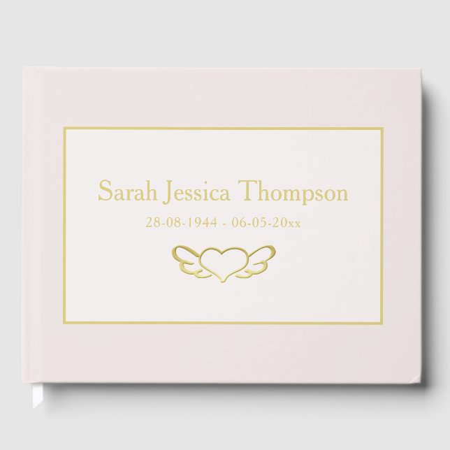 Elegant Blush Pink & Gold Book of Condolence (Front)