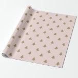 Elegant blush pink gold cute Christmas trees  Wrapping Paper<br><div class="desc">Christmas Trees blush pink and faux gold simple girly cute pattern feminine holiday gift Wrapping Paper.
Faux gold trees on blush pink background.</div>
