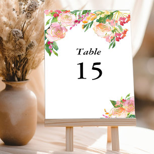 Elegant Blush Pink Gold Floral Table Number