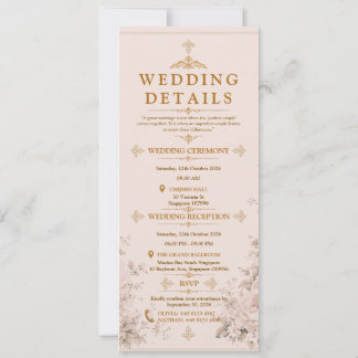 Elegant Blush Pink Gold Floral Vintage Wedding Invitation