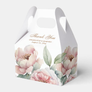 Elegant Blush Pink Gold Floral Wedding Favour Box