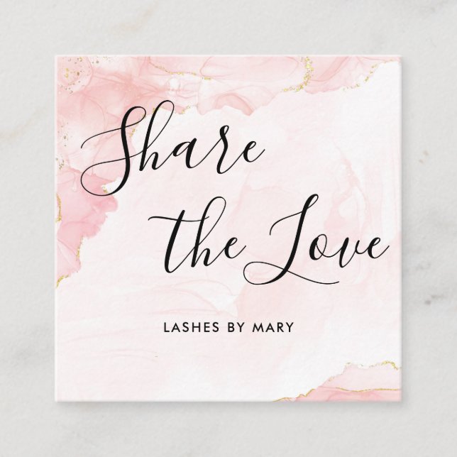 Elegant Blush Pink Gold Glitter Marble  Referral Card (Front)