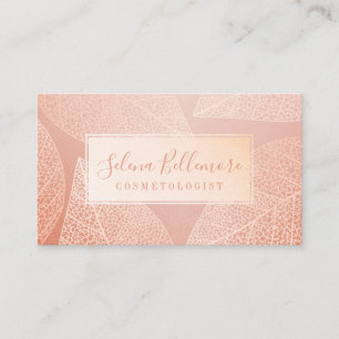 Elegant Blush Pink Gold Natural Pressed Leaf Business Card