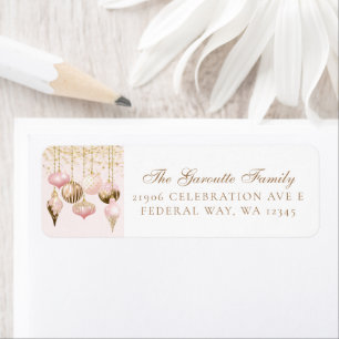 Elegant Blush Pink Gold Ornaments Christmas Return Address Label
