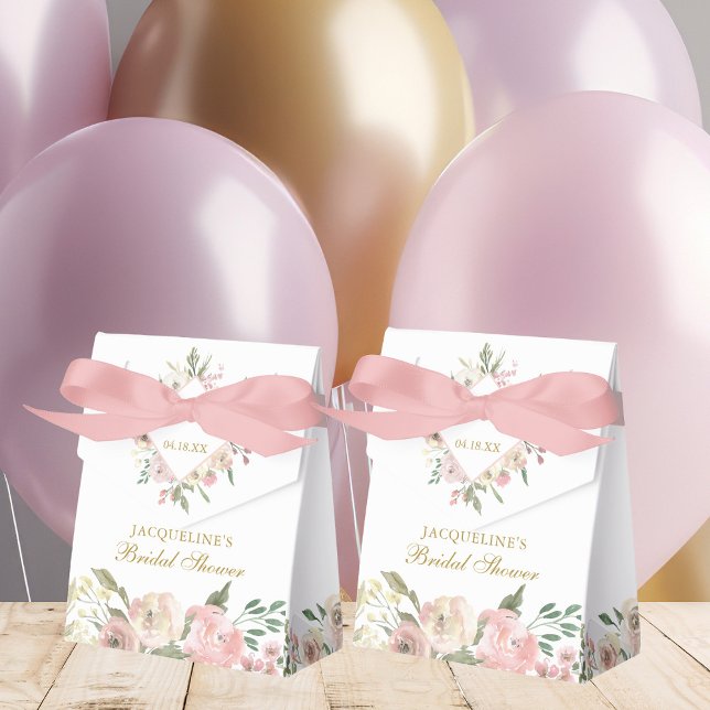 Elegant Blush Pink Gold Peony Floral Bridal Shower Favour Box (Creator Uploaded)