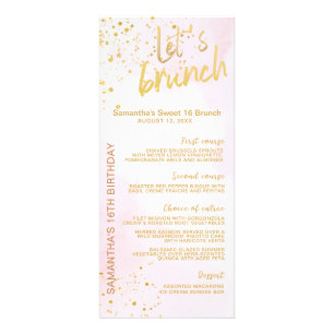Elegant Blush Pink & Gold Sweet 16 Menu 