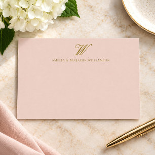 Elegant Blush Pink Gold Wedding Monogram Initial Card
