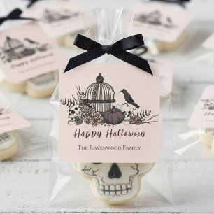 Elegant Blush Pink Gothic Happy Halloween Square Sticker