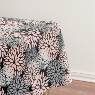 Elegant Blush Pink Grey Dahlia Floral Tablecloth