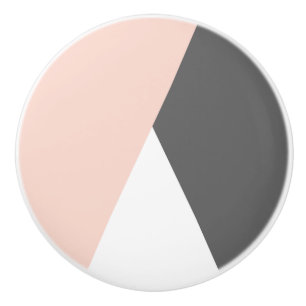 Elegant blush pink & grey geometric triangles ceramic knob