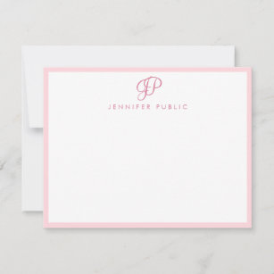Elegant Blush Pink Hand Script Name Text Monogram Card