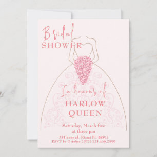 Elegant  Blush Pink  heart QR code Bridal shower Invitation