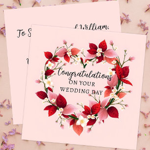 Elegant Blush Pink Heart Wreath Wedding Card