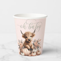 Elegant blush pink HIghland cow babyshower