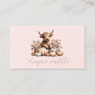 Elegant Blush Pink Highland Cow floral Place Card