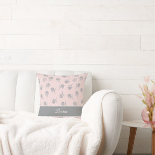 Elegant Blush Pink Hydrangea Floral Pattern Cushion