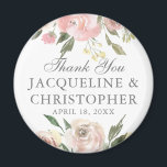 Elegant Blush Pink Ivory Floral Peony Wedding Magnet<br><div class="desc">An elegant floral bouquet of watercolor blush pink peonies and ivory roses frame these lovely spring wedding magnets. The botanical sprigs of sage green eucalyptus leaves decorate the border that surrounds the lovely cursive script. A beautiful personalised favour for a garden wedding reception during the summer. This collection is soft...</div>