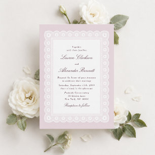 Elegant Blush Pink Lace Wedding Invitation