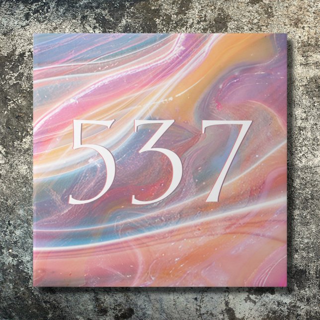 Elegant Blush Pink Marble Cute House Number Plaque Ceramic Tile (Creator Uploaded)