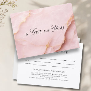 Elegant Blush Pink Marble Gift Certificate