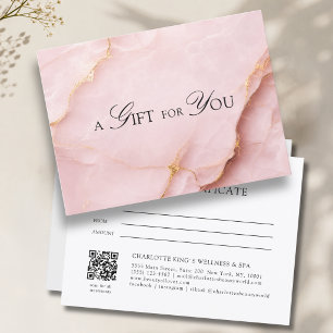 Elegant Blush Pink Marble QR Code Gift Certificate
