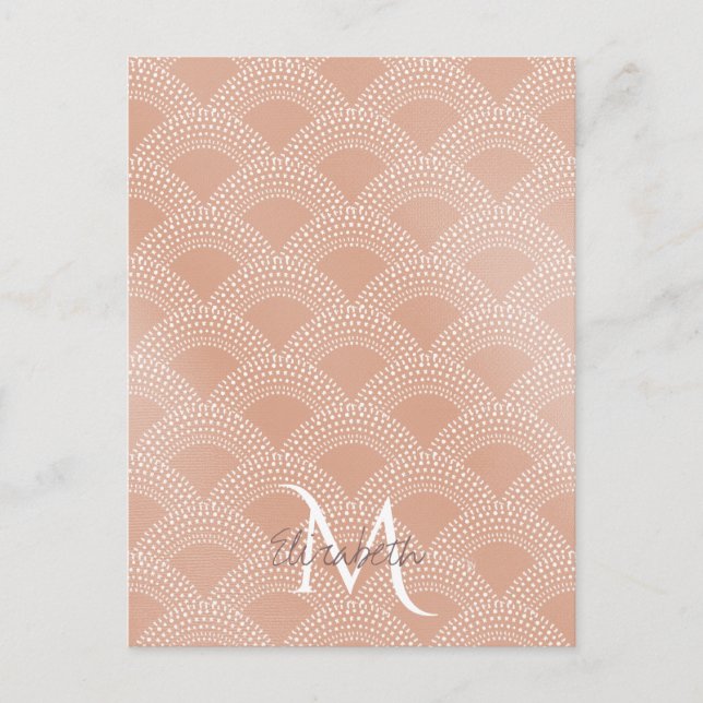 Elegant blush pink mermaid fish scale pattern postcard (Front)